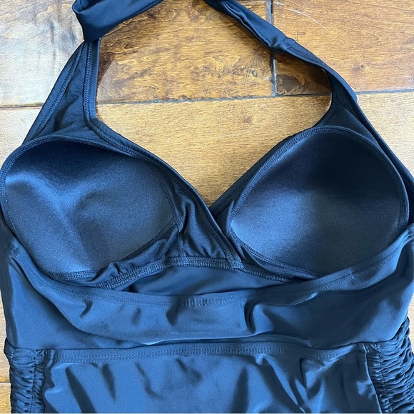 Motherhood Maternity One Piece Swimsuit Size Large Black Halter Ruched Summer - Picture 5 of 8
